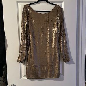 Gold sequin Haute Hippie party dress